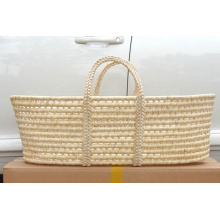 (BC-BA1008) High Quality Natural Straw Handmade Carry Baby Basket